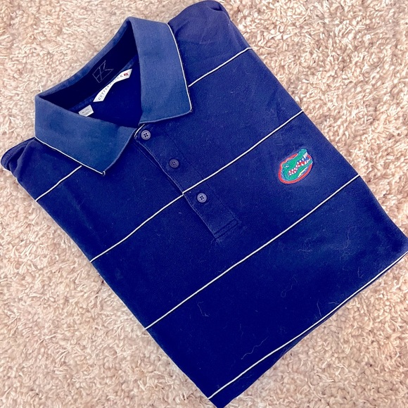 Cutter & Buck UF Florida Gators Blue Stripe Polo Golf Shirt Embroidered Logo g73 - Picture 2 of 6
